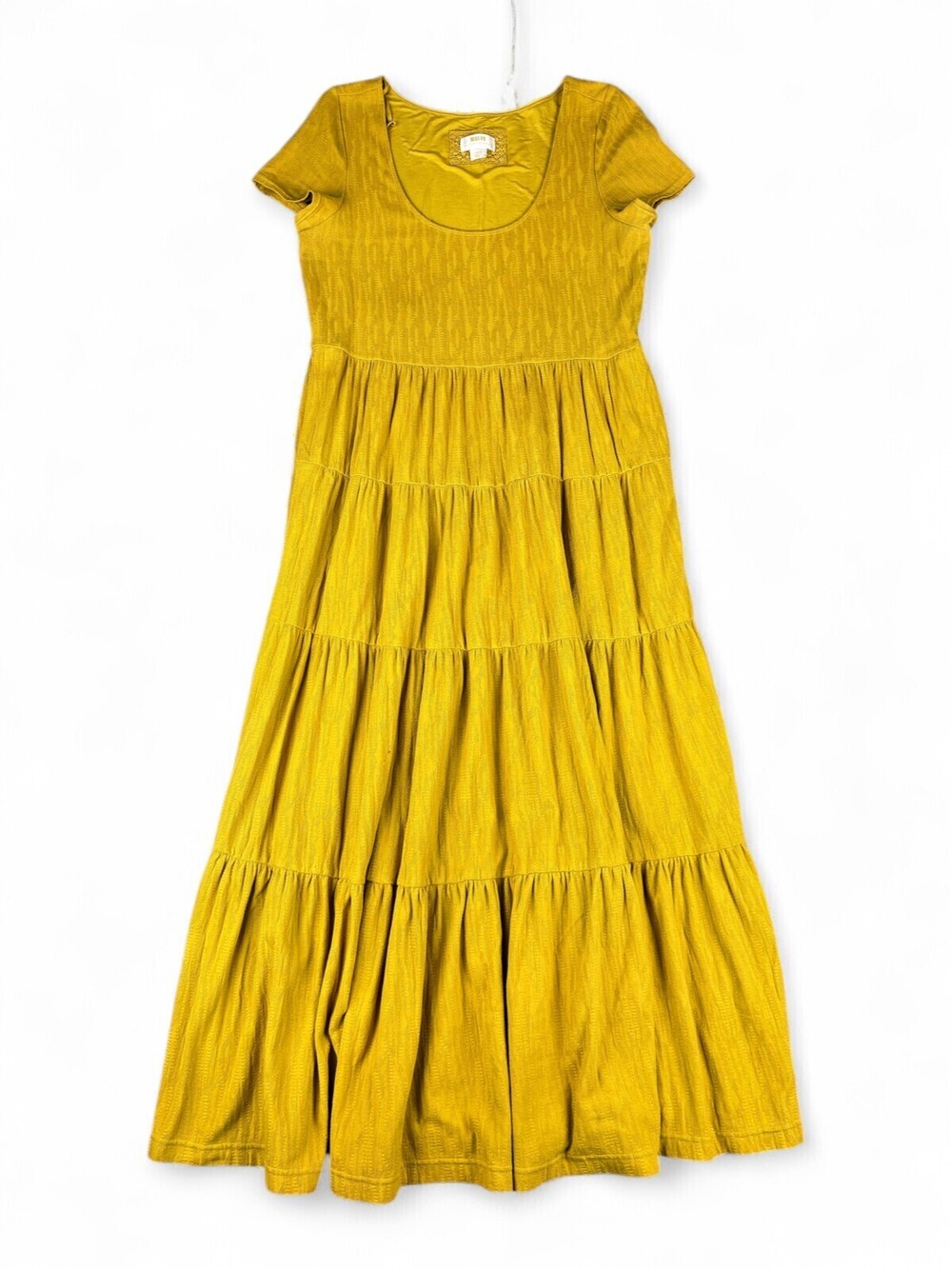 Maeve Tiered Maxi Dress Mustard Scoop Neck Size L